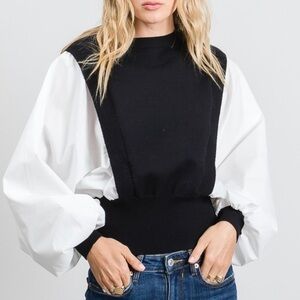 White Ballon Sleeves Top w/Vest